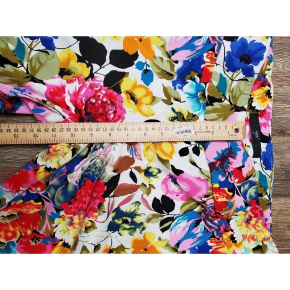 up! Floral Multicolor Stretch Women's 12 Dress Pants Tapered High Rise - Picture 5 of 12